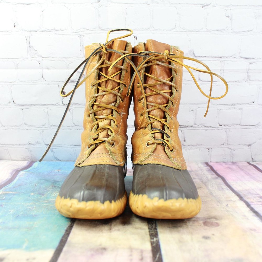 Vintage LL Bean 10" Unlined Brown Maine Hunting Shoe Duck Boots Size 7 N - Picture 4 of 9